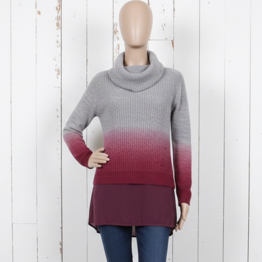 Gradient layered Sweater with sheer under top